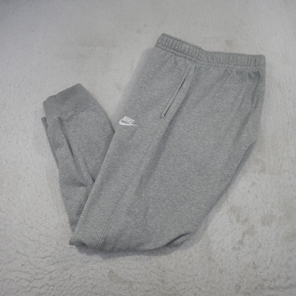 Nike Sweatpants Mens L Gray Joggers Fleece Lined Embroidered Logo Pockets